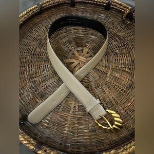 Tan Leather Belt with Gold Buckle by Magid, sz M
